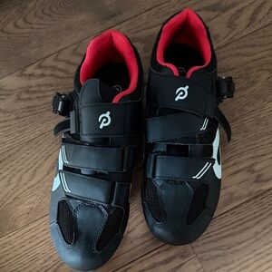 Peloton Black Cycling Shoes with Red Lining
